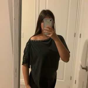 Diesel loose size small - gray tie up shoulder top